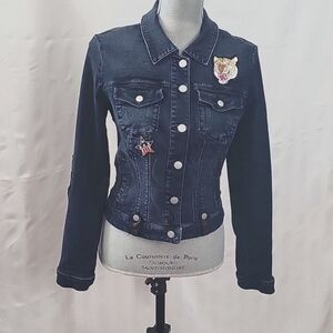 Bebe Patch Jean Jacket with Side Pockets, Size: M